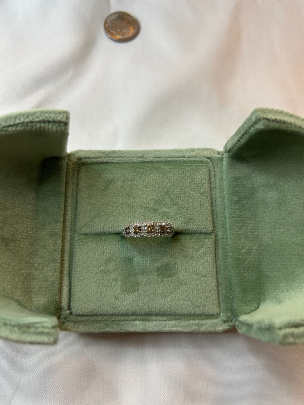10k Solid White Gold and Diamond Ring